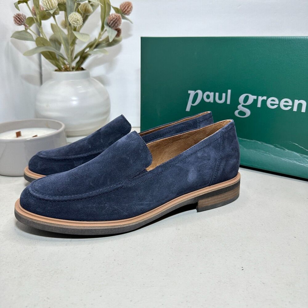 Paul Green Shelby Moc Toe Slip-On Flat Shoe Space Suede Blue Women 6.5 Tried On - Picture 4 of 10